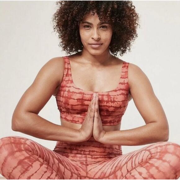NWOT Athleta Exhale Printed Bra Tahiti Coral NWOT $54 Sz.3X‎ Powervita Soft - Picture 1 of 5